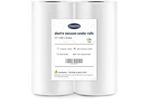 Deefre Vacuum Sealer Bags 2 Rolls 11"x50' Commercial Grade Food Saver Bags for Seal a Meal, BPA Free, Heavy Duty, Great for v