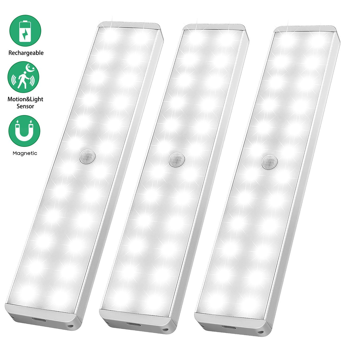 LED Closet Light, 24LED Newest Version Rechargeable Motion Sensor