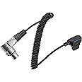 KONDOR BLUE | D-Tap to 4 Pin XLR Female Right Angle Power Coiled Cable | for Blackmagic URSA Mini Pro, Sony Venice F5 F55, Panasonic Varicam, TV Logic Field Monitor, & More | Black