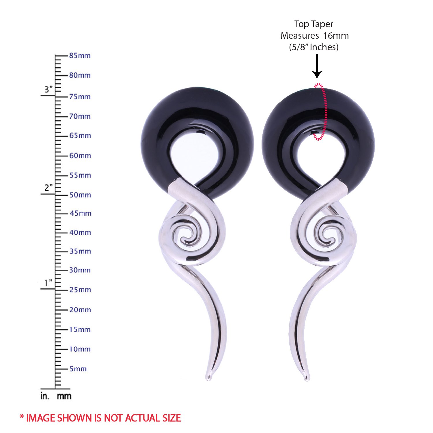 Body Jewelry PAIRTapers Black Mini Acrylic 16mm/5/8" Gauge Body