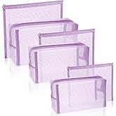6 Pieces Mesh Makeup Bags Mesh Cosmetic Bag Portable Travel Organizing Zipper Pouch Toiletries Makeup Pouches for Home Office Travel Accessories
