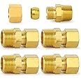 ChillWaves Brass Compression Tube Fitting, 1/2" OD x 1/2" NPT Male Compression Union Connector(5-PACK)