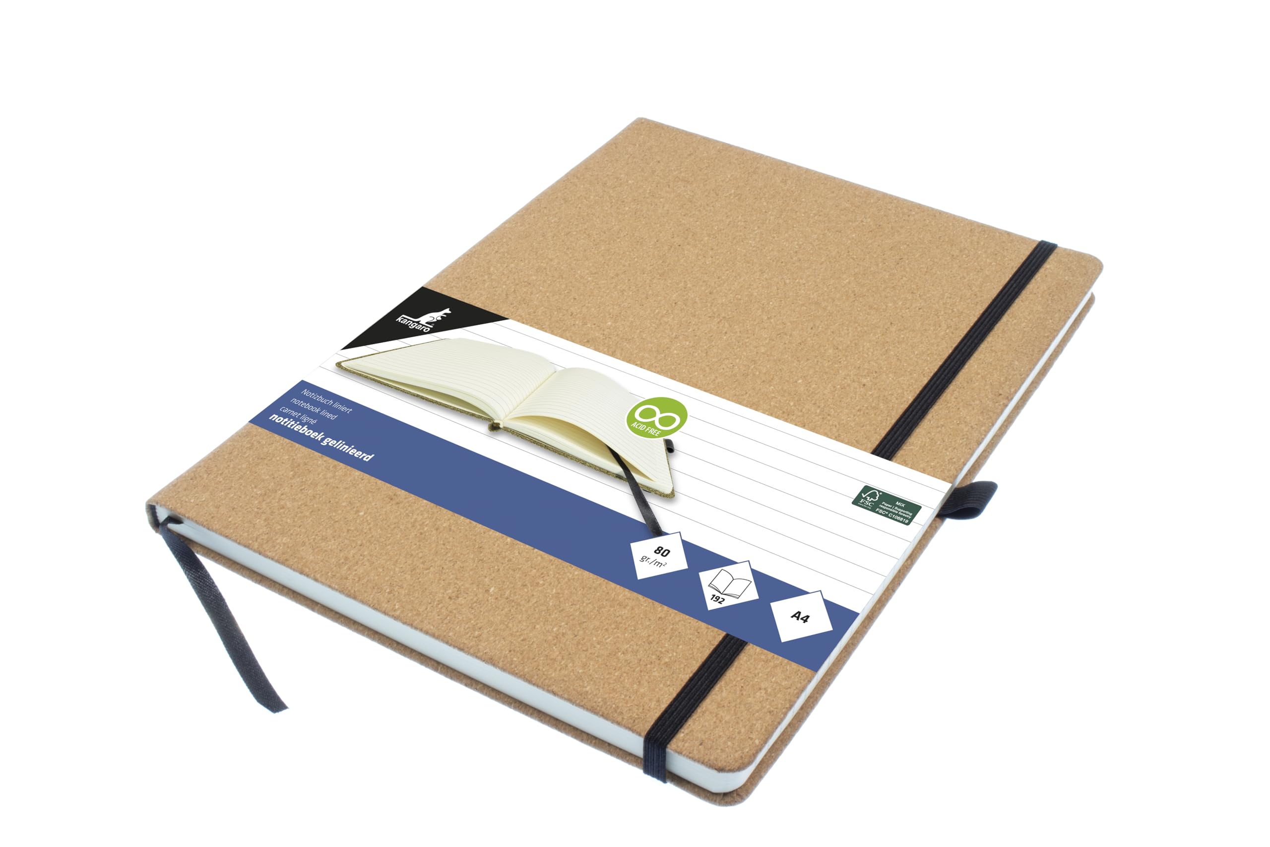 Kangaro Notebook A4 Cork Lined HC 96 Sheets 80 g
