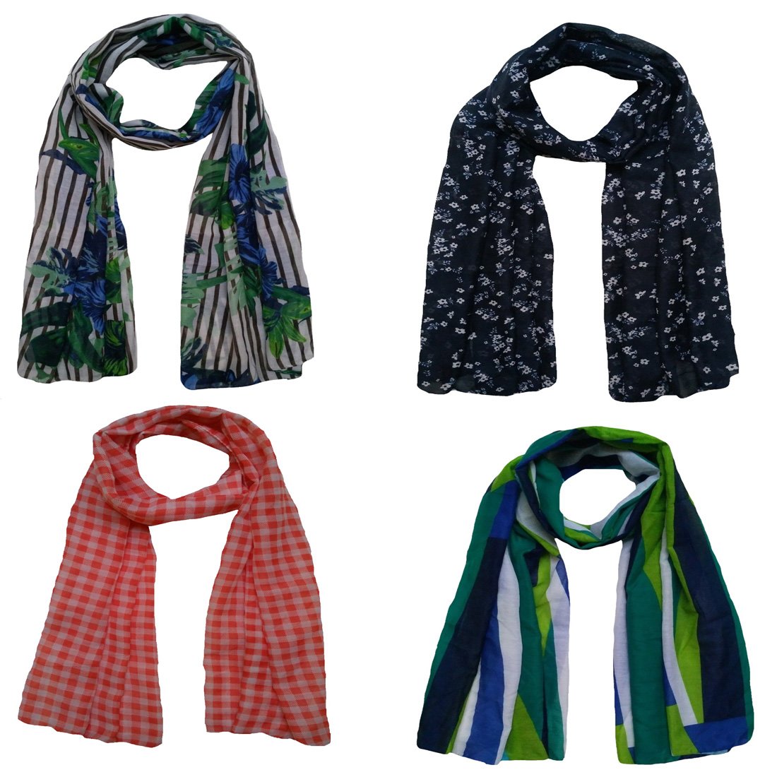 letz dezine printed poly cotton set of four mullticoloured stoles; scarf and stoles for women