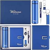Thenshop 6 Pcs New Employee Welcome to The Team Gift Set Include Welcome to The Team Appreciation Gift Box Notebook Pen Tumbler Keychain and USB Drive for New Employee Coworkers (Blue)