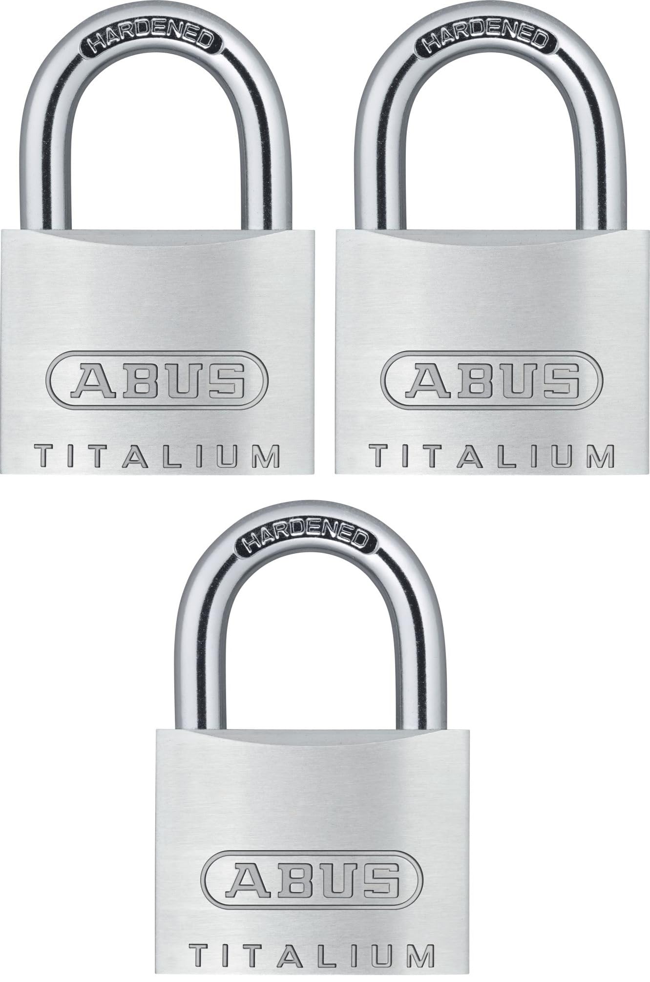 ABUS Titalium 54TI/40 Padlock - Set of 3, keyed Alike - Basement Lock with Lock Body Made of Special Aluminium - Hardened Steel Shackle - ABUS Security Level 4