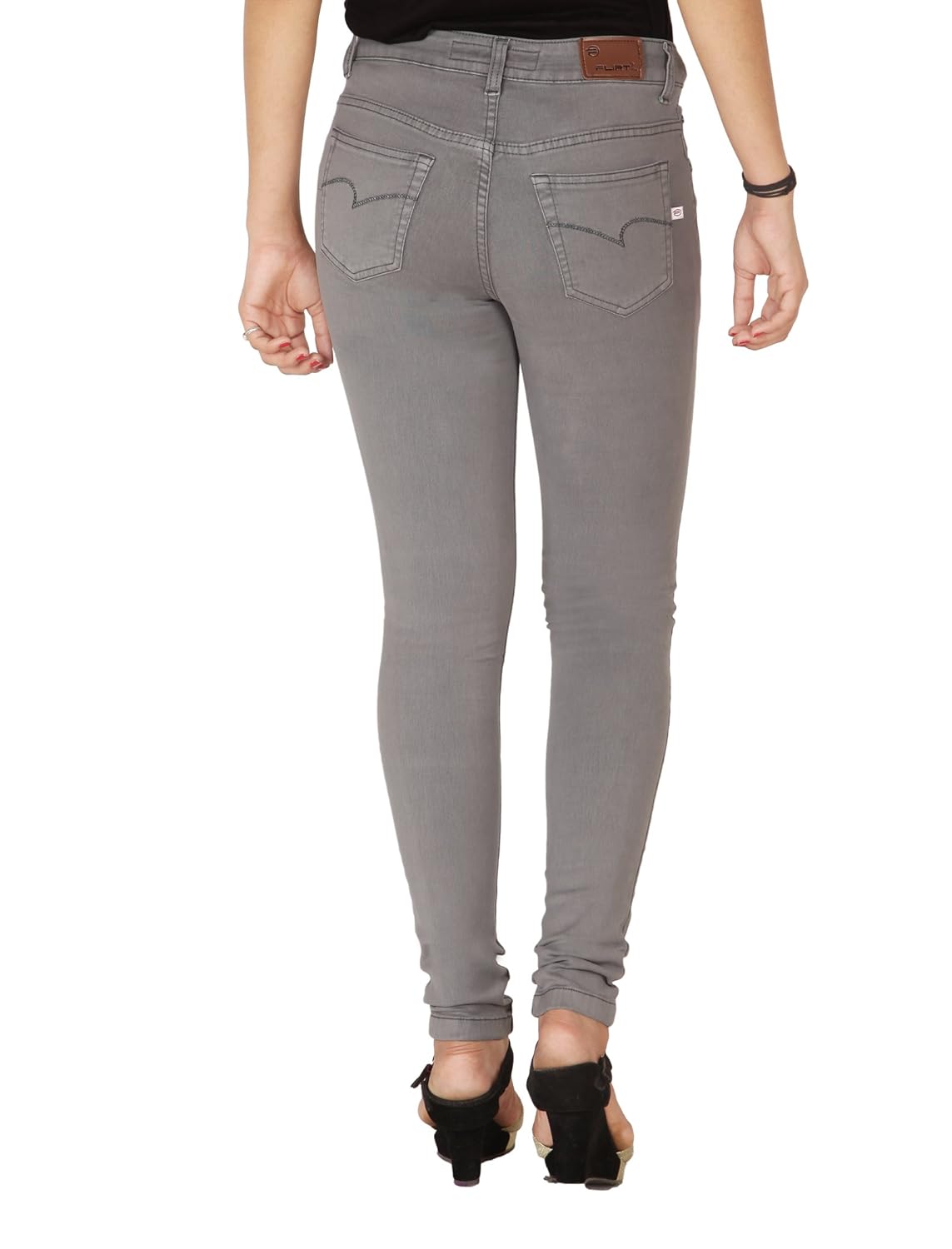 flirt nx women's denim stretchable grey slim fit jeans