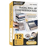 12 Travel Compression Bags, Roll Up Travel Space