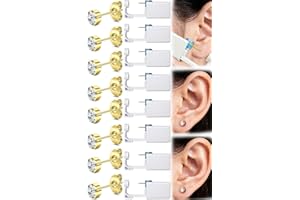 NOVOPIERCING Get the Perfect Ear Piercing with 24Pcs Premium Ear Piercing Kit - Includes 8 CZ Stones Earrings and 8 Easy-to-Use Self Ear Piercing Gun - Safe and Painless