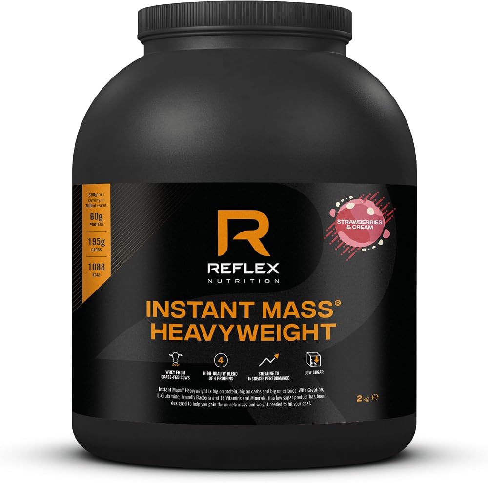 Reflex Instant Mass Heavyweight Mass Gainer 2kg Strawberry & Cream 1000+ kcal