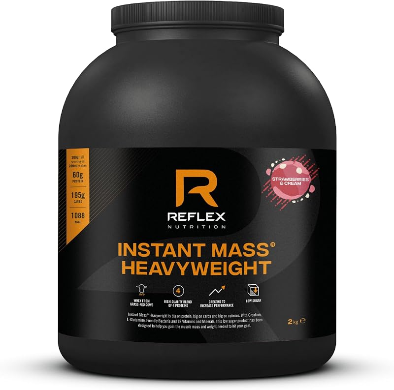 Reflex Instant Mass Heavyweight Mass Gainer 2kg Strawberry & Cream 1000+ kcal