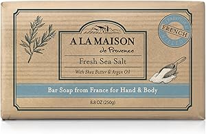 A LA MAISON Fresh Sea Salt Bar Soap - Triple French Milled Natural Moisturizing Hand Soap Bar (1 Bar of Soap, 8.8 oz)