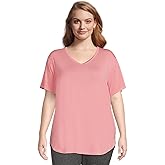 Terra & Sky Women's Relaxed Plus Size V-Neck Soft Tunic T-Shirt