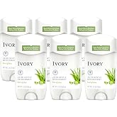 Ivory Aluminum Free Deodorant, Hint of Aloe, All Day Protection, Dermatologist Tested, Baking Soda Free, Paraben Free, 2.4oz (Pack of 6)