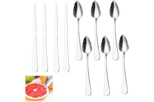 Asphodelia 9 PCS Serrated Grapefruit Spoons and Knife Set,Stainless Steel Grapefruit Curved Serving Utensils for Citrus Lemon