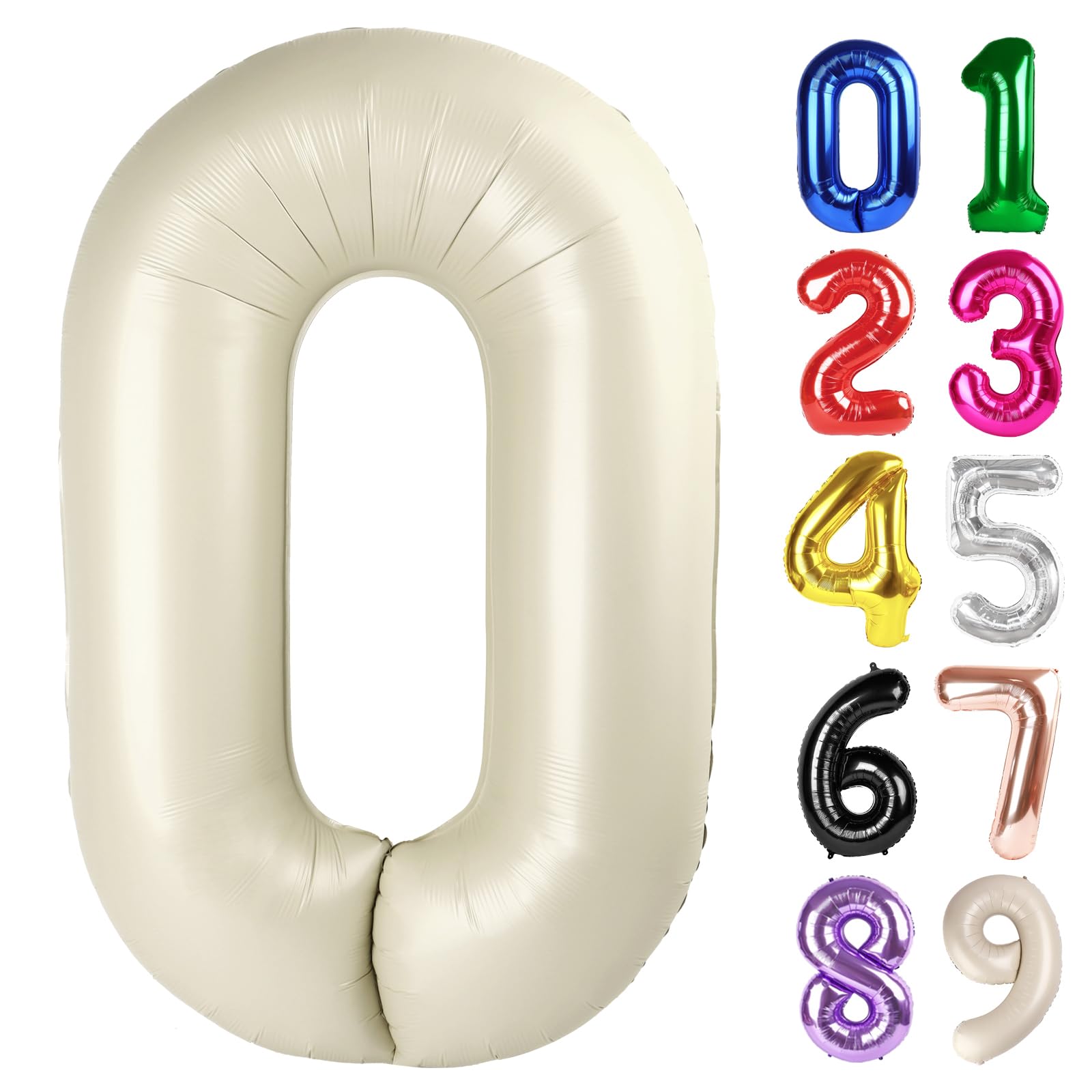Photo 1 of 0 Balloon - Cream Birthday Number Balloons, 40 Inch Large Foil Balloons for Men Women Boys Girls Cream Themed Birthday Decorations