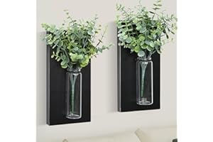 LZHEVSK Wall Decor Wood Wall Planters for Indoor Plants Set of 2, Farmhouse Wall Decor Wood Vase for Decor Dried Flowers and Faux Greenery, Modern Wall Decor for Bathroom, Living Room, Kitchen
