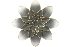 PICFARCE Grey Metal Flower Wall Art Decor, 9.5“ Rustic Modern Floral Sculpture, Distressed Iron Wall Hanging Home Decoration Accent Artworks for Indoor Kitchen Bedroom Living Room Office Outdoor Garden Patio
