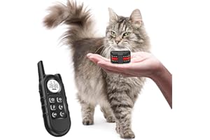 UBANINVA Tiniest Cat Shock Collar, Lightest Cat Training Collar with Remote for Small Cats 5-15lbs & Medium Large Cats/Puppies, Waterproof, Rechargeable, 1300ft Range (Red)