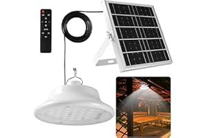 FLRONGSUN Solar Shed Pendant Light Auto Dusk to Dawn Solar Light Day and Night Indoor and Outdoor with Remote Control for Barn, Garden, Yard, Gazebo,Patio,Tent,Chicken Coop, Cattle Pen, Pigsty(1 lamp)