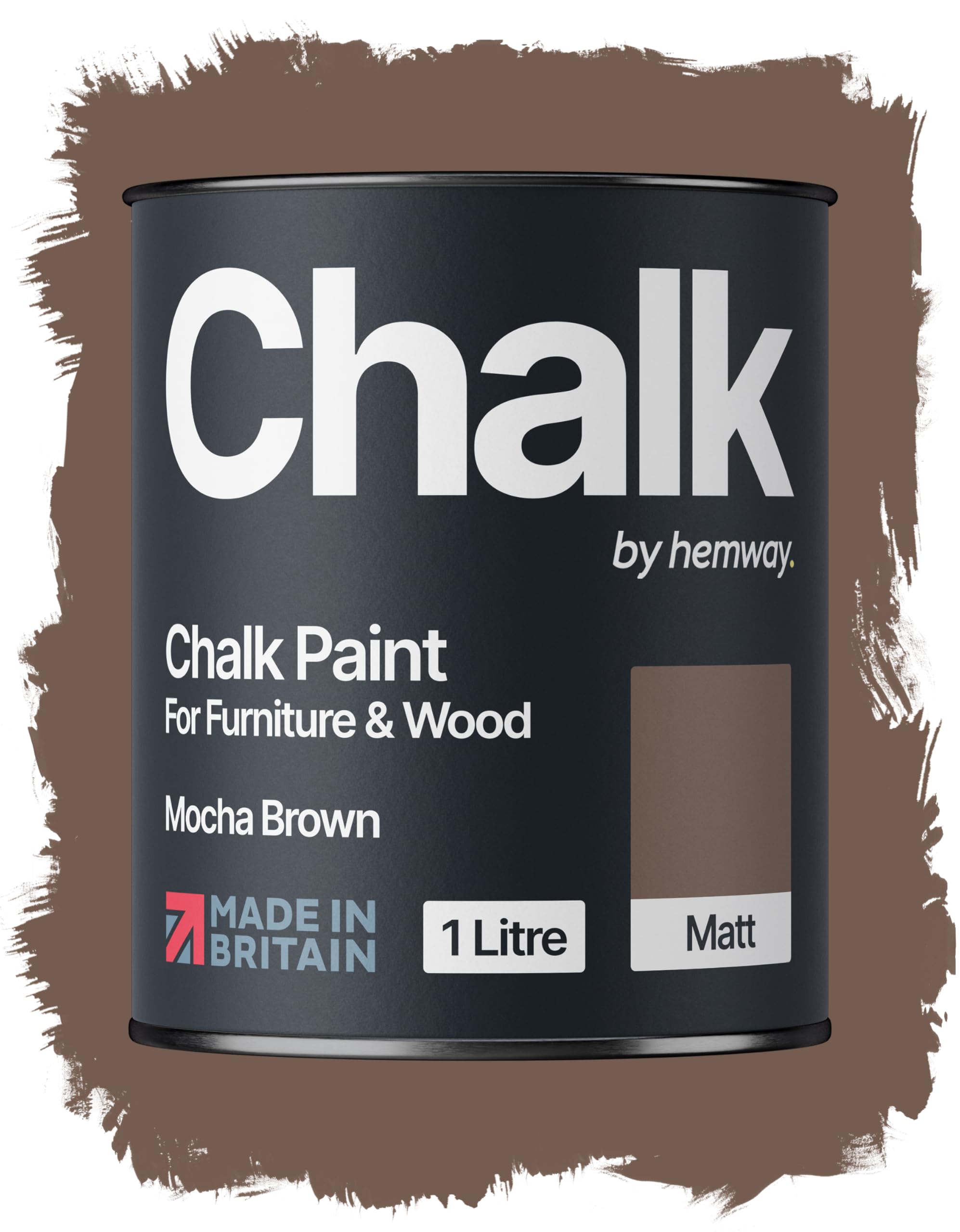 Hemway Chalk Paint Mocha Brown Furniture Paint 1L, Matt Finish Shabby Chic, Chalk Furniture & Walls, Quick Dry & 1 Coat