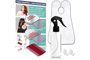 Complete 7-Piece Lice Removal Kit Stainless Steel 3 Lice Comb Set with Protective Wrap, Spray Bottle & Hair Clips Removes Lic