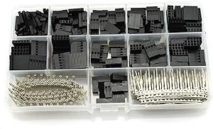 HJ Garden 620pcs 2.54mm Dupont Jumper Connectors Male Female Crimp Pin Terminal Kit 250V 3A 1-12Pin Dupont Cable Jumper Wire Pin Header Housing Kit