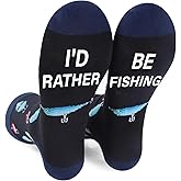 Luvsweets Fishing Scoks Gifts for Men - Funny Gone Fishing Accessories Crew Socks for Dad Grandpa Husband Fish Lover Fisherman Birthday Christmas Retirement Gifts from Son Daughter Wife