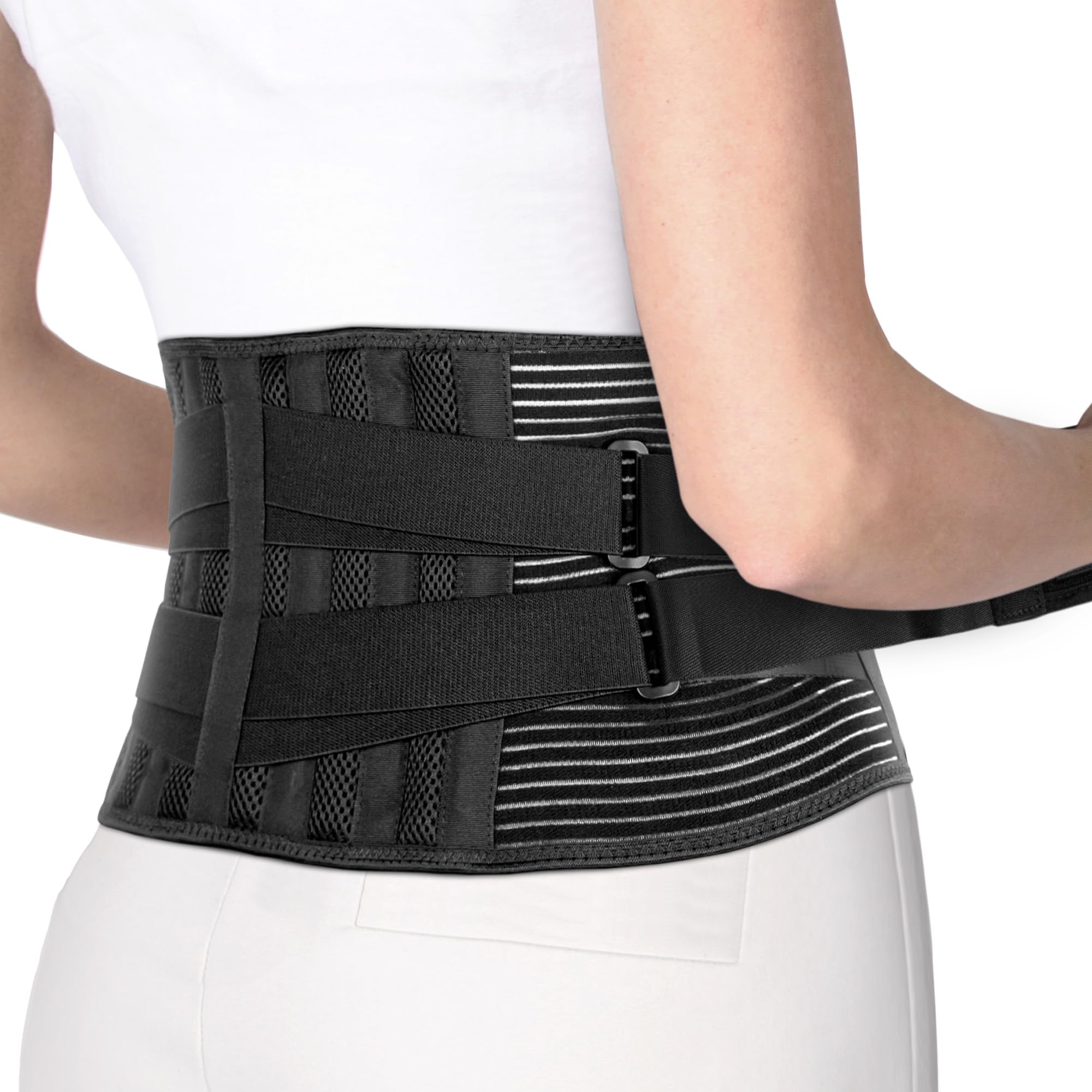 ORTONYX Lower Back Brace Lumbar Support Belt for Men and Women, Back pain Relief, Herniated Disc, Scoliosis, Sciatica/Black XL
