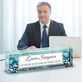 HETOOSHI Name Plate for Desk, Desk Double sided pattern Name Plate Personalized Office Desk Decor for Women and Men, Employee Appreciation Gifts Office Gifts for Boss, Manager, (Green diamonds)