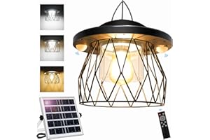 AEQ Solar Shed Light Outdoor Work Day/Night, Gazebo Lights Solar Hanging Lights for Porch Barn Chicken Coop Indoor with Remote, Double Motion Sensor, 16.5ft Cord, Dimmable Warm/Cool White