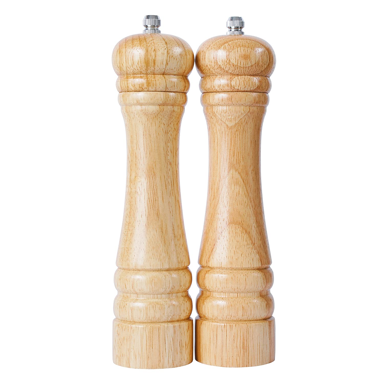 DeroTeno Salt and Pepper Mill Set, Salt and Pepper Grinder with Adjustable Ceramic Grinder, Rubber Wood, Height 21 cm — image 1