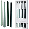 Taper Candles 10'' Green Shades Ombre Colored Candle Sticks Set of 4 | Amber Sandalwood Scented, Natural Soy Candlesticks Colorful Pastel Jewel Tone Decor Centerpiece