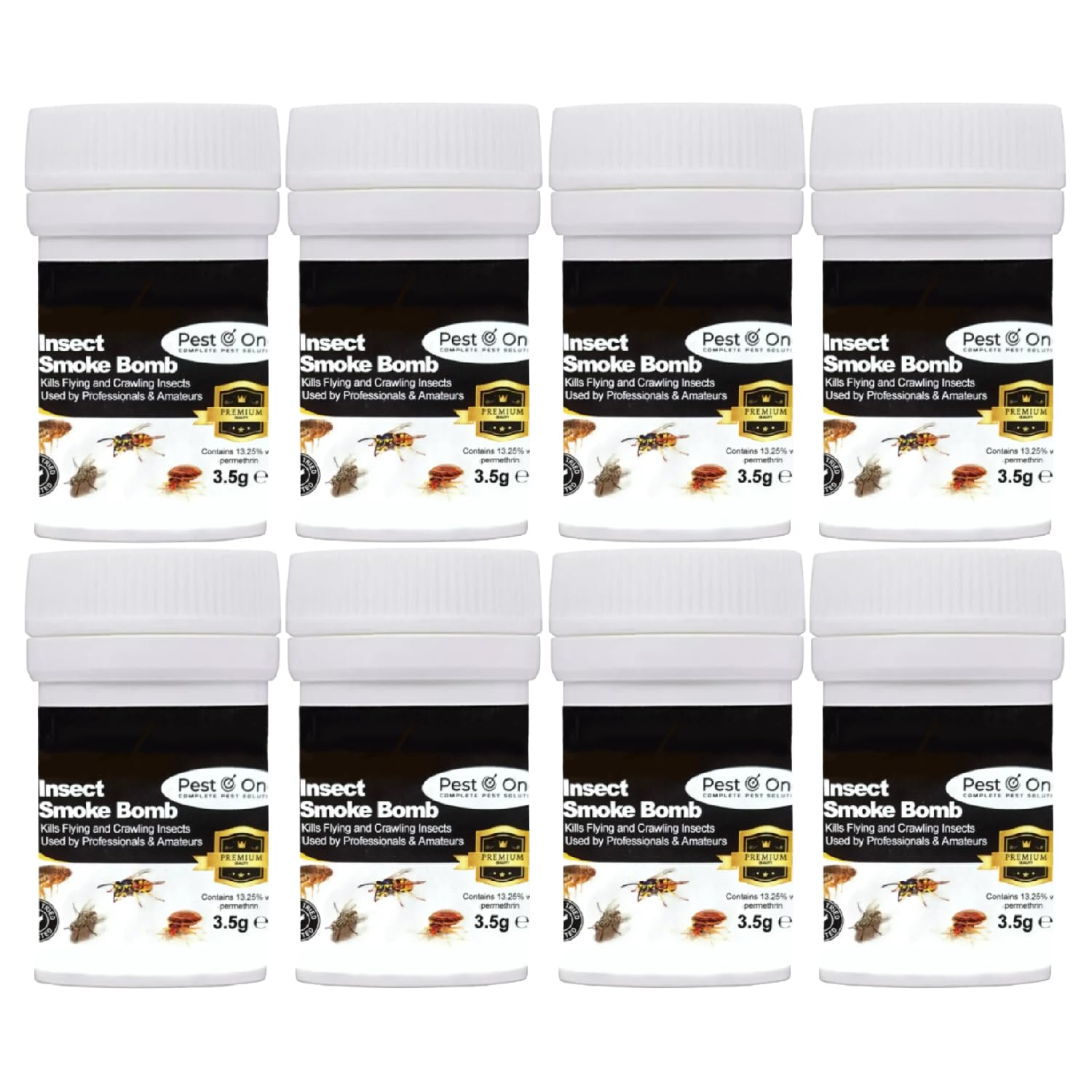 Bed Bug & Flea Smoke Bomb Fumigator - 3.5g Pack of 8 | Strong Permethrin Smoke Generator for Bed Bug, Flea & Insect Treatment | Fast-Acting, HSE Approved, Non-Tainting, Odorless Pest Control