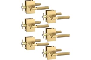 Asidrama 6 Pack Champagne Bronze Privacy Door Handles, Door Lever with Door Knobs Indoor for Bedroom or Bathroom, Heavy Duty Door Handles Interior with Locks for Left Right Sided Doors