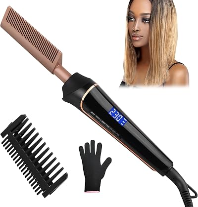 janelove Hot Comb Straightener 230°C LCD Anti Burn 80-230°C Wigs Beards