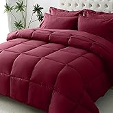 JOLLYVOGUE Queen Comforter Set, Ultra-Soft Bed in a Bag Queen Size 7 Pieces, Oeko-TEX Certified Bedding Set with Down Alternative Comforter, Sheets, Pillowcases & Shams, Burgundy
