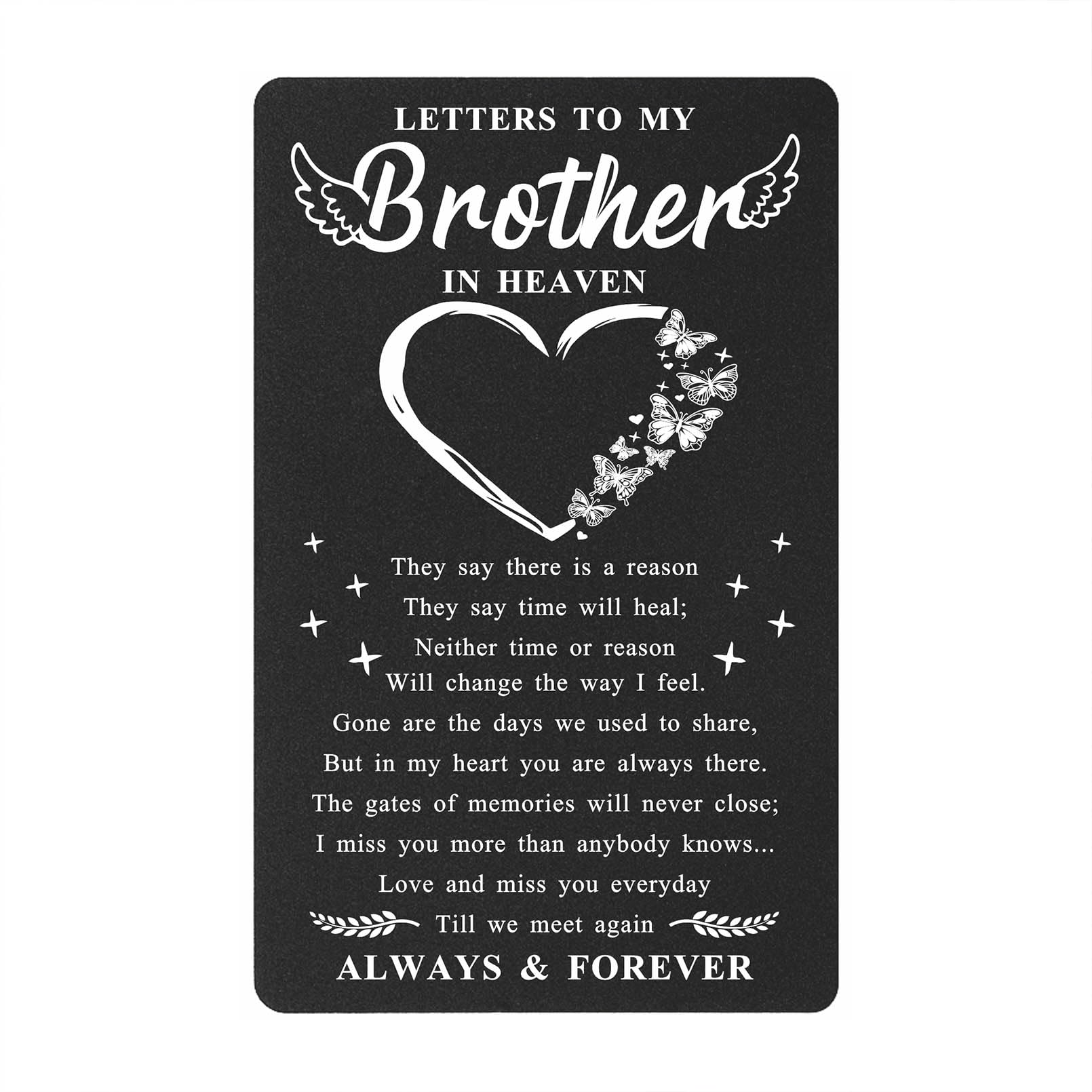 Loss of Brother Sympathy Card- Letters to My Brother from Heaven Gifts- Brother Memorial Remembrance Bereavement
