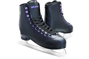 WELLWON Ice Skates for Women, Adult Figure Skates with Air Cushion, Classic White Figure Skating Shoes Size 5 6 7 8 8.5 9 10 10.5 with Velvety Lining for Indoor& Outdoor