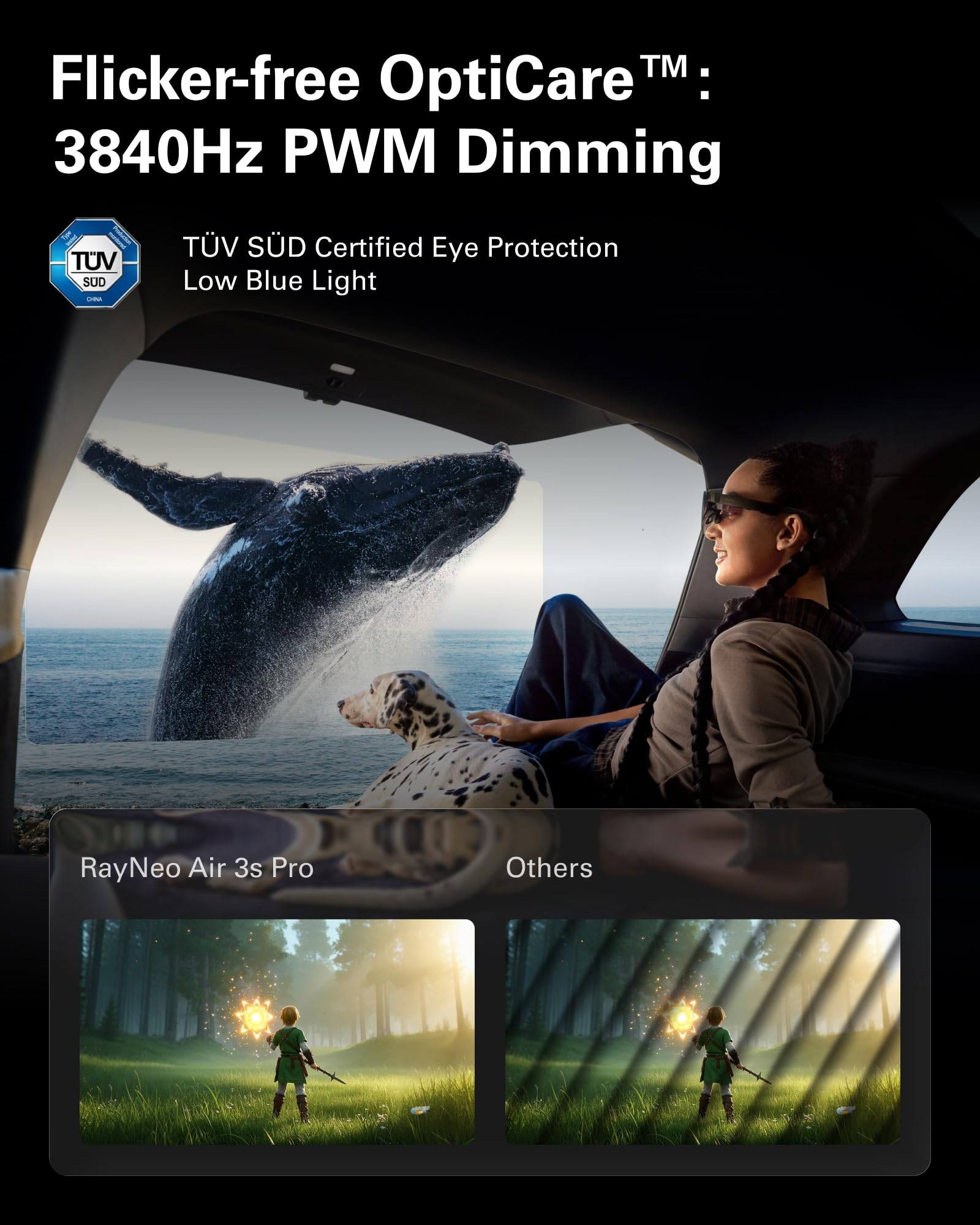 RayNeo Air 3s Pro AR/XR Glasses - 201'' 1200 Nits 120Hz HueView 2.0 Video Display Glasses, Smart Gaming Glasses for iPhone 17,16,15/Android/Mac/Switch 2/PS5/SteamDeck - Next-Gen Personal Theater