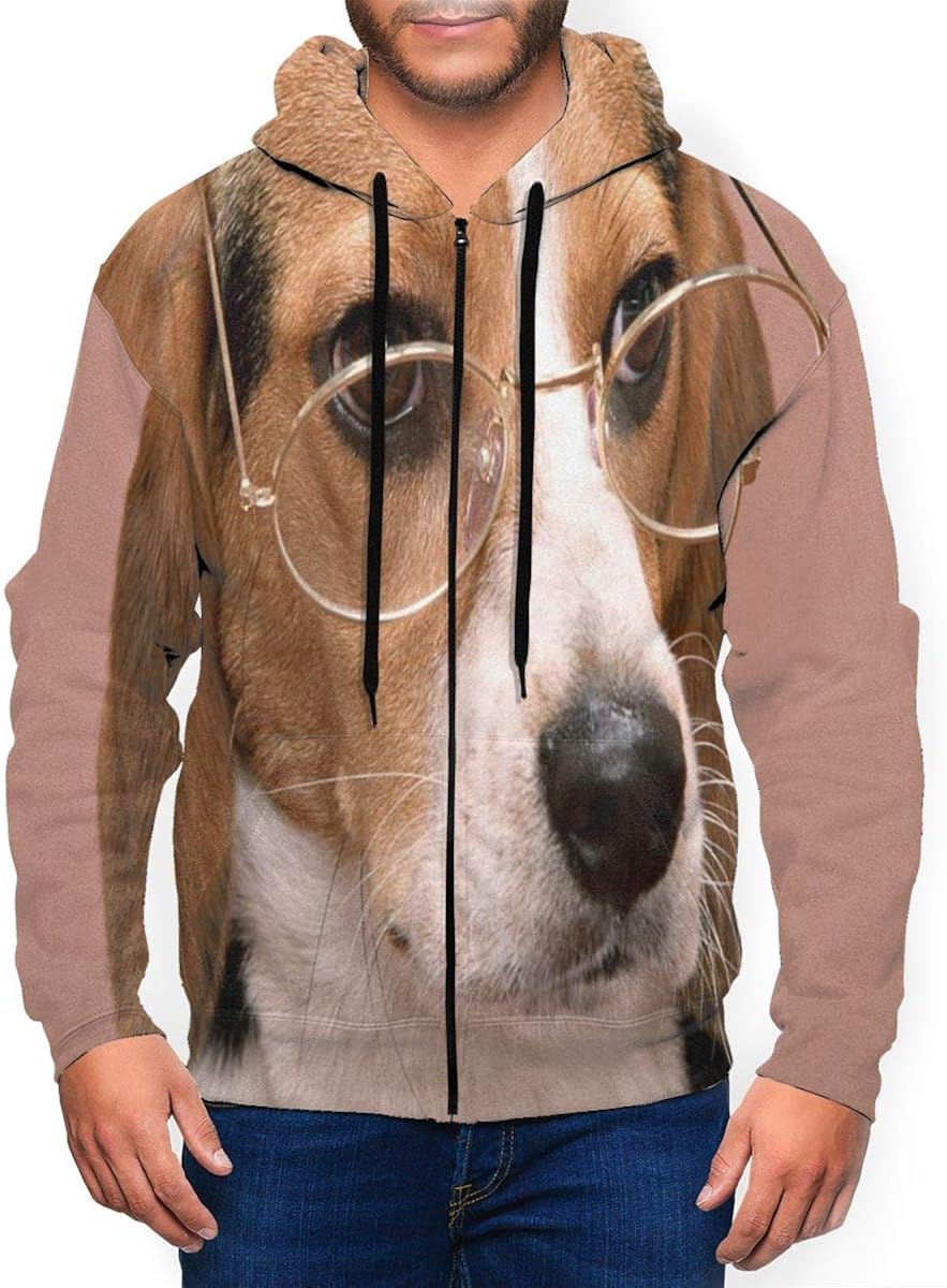 Gallery Professor Dog Mens Hoodie Full Zip Up Thin Hooded Pullover Casual Jacket Hoody Sweatshirt