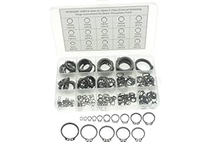 MCMASKE 320PCS 15 Sizes Metric 4mm to 28mm Nominal Diameter C-Clips External Retaining Rings Assortment kit,Black Phosphate Finish