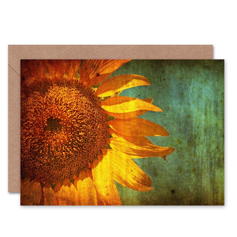Wee Blue Coo SUNFLOWER GRUNGE PHOTOGRAPHY BLANK GREETINGS BIRTHDAY CARD ART