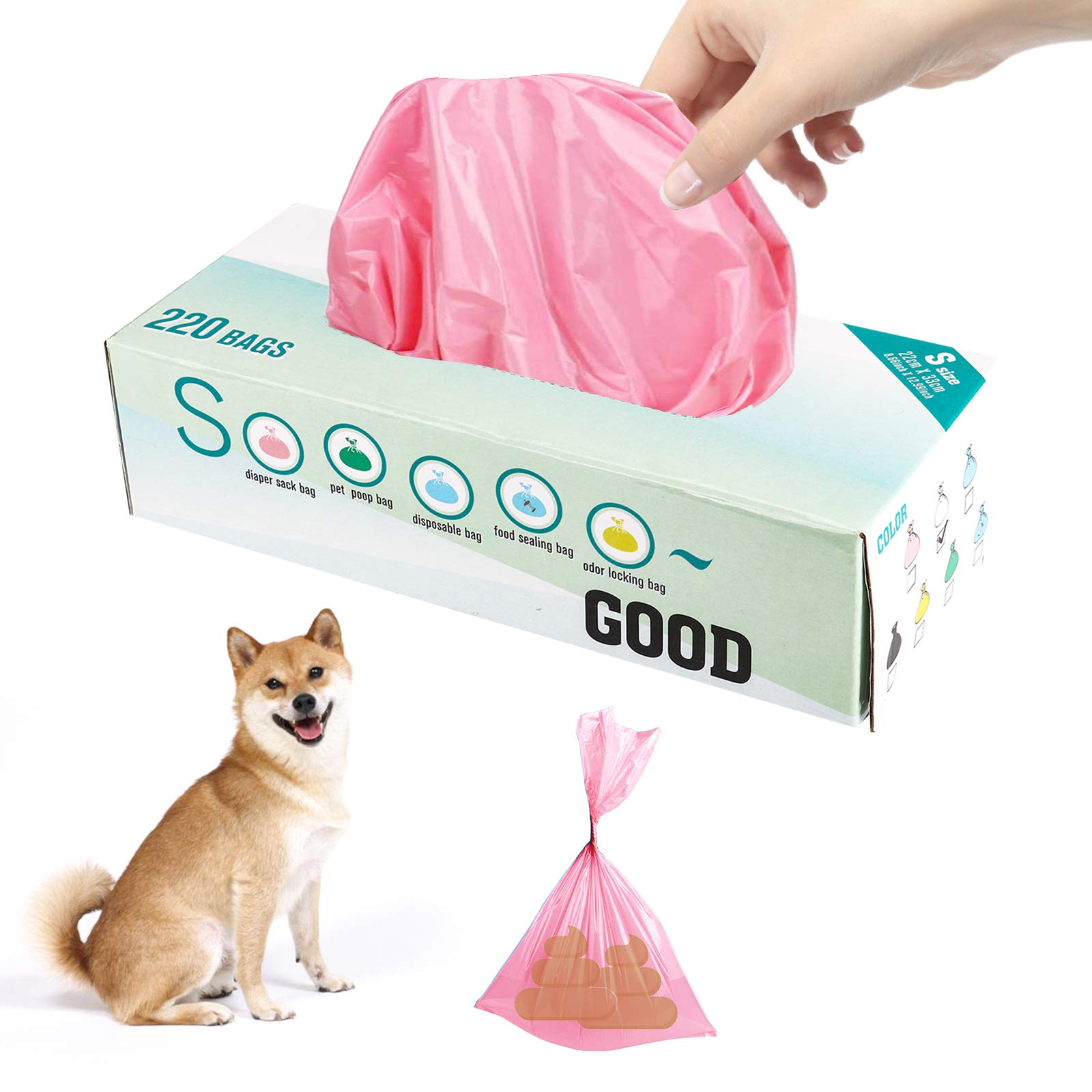 Photo 1 of Odor Sealing Disposable Bags for Pet Waste, Diapers, Ostomy bags or Sanitary Product Leak Proof Odor Blocking Bags Dog Poop Waste Bags Durable and Unscented (Pink, S-220)