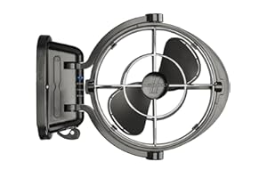 SEEKR Sirocco II™ Fan from by Caframo. 12V/24V Auto-Sensing DC, Omnidirectional Low-Power Draw Fan for Boats and RVs. Hardwire Installation Required. Made in Canada. Black.