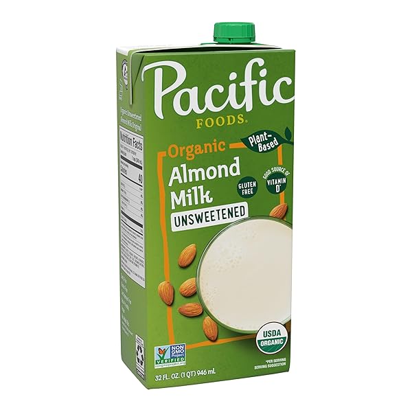 PACIFIC FOODS ORGANIC UNSWEETENED ALMOND MILK, PLANT BASED...