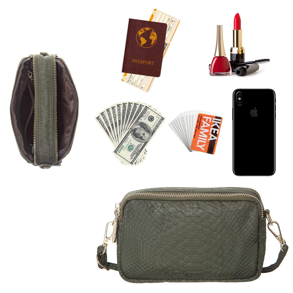 Small Crossbody Purse for Women with Shoulder Strap,TENXITER Fashion Phone Purse Bag for Girl (Green)