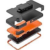 TMIDVFV Rugged Phone Case for Samsung Galaxy A17 5G, with Belt Clip Holster & Kickstand Heavy Duty Shockproof Protective Full Body Case (Orange)