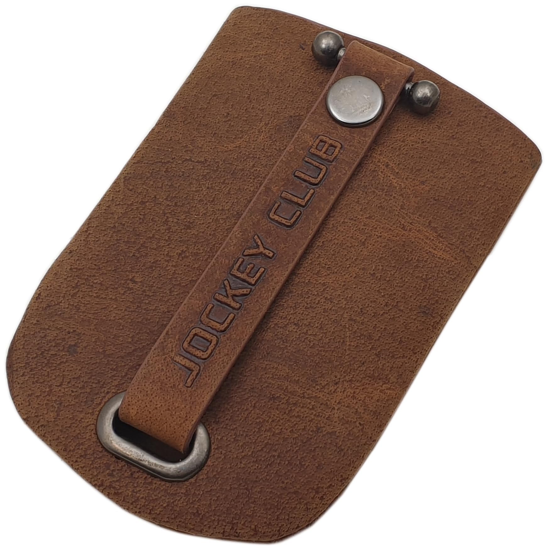 Buffalo full leather key case with a retractable key ring in brown or cognac (Cognac)