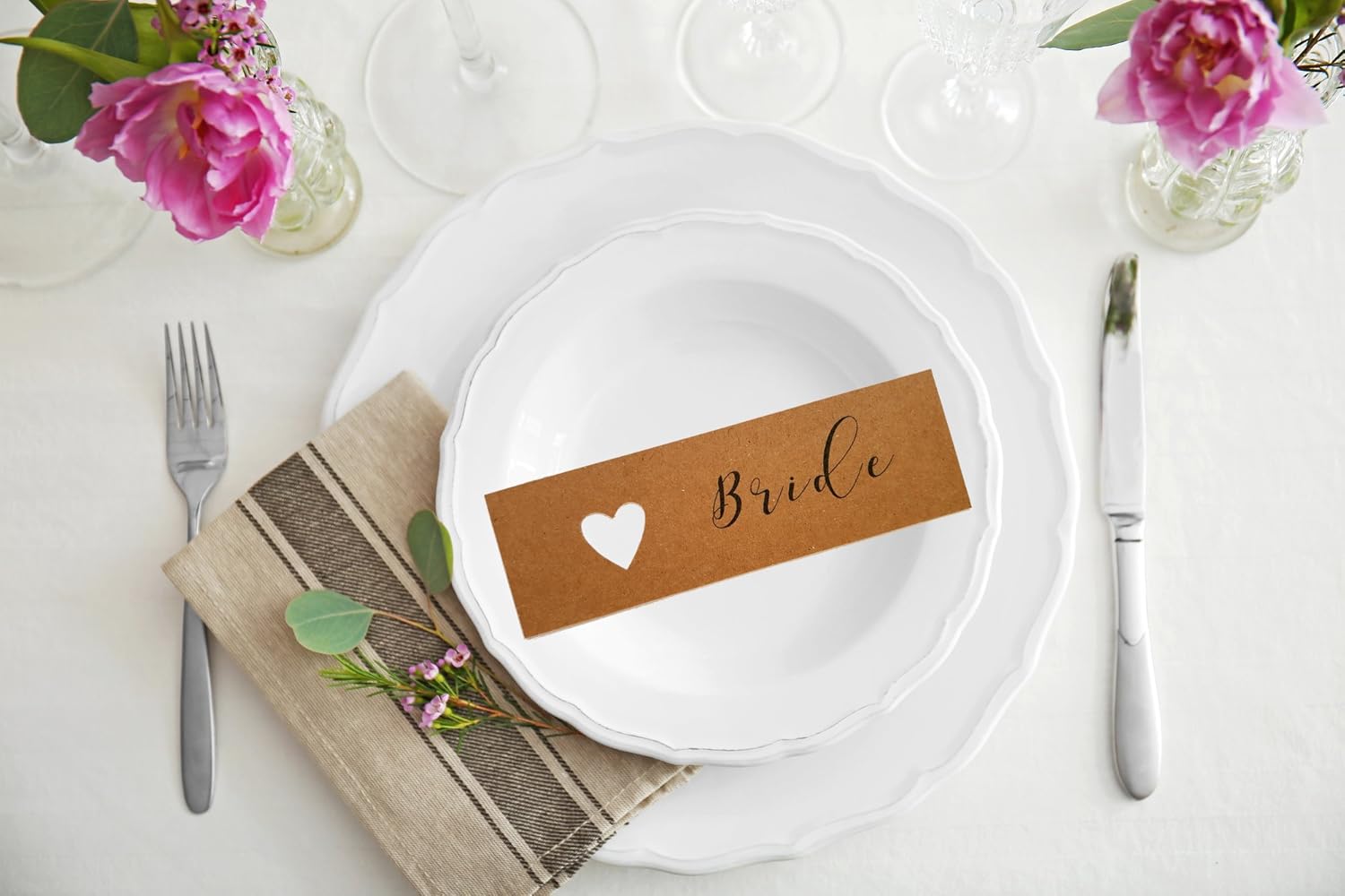 Personalised Wedding Place Name Meal Cards Rustic Vintage Pack Of 10